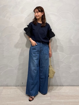 「Healthy denim（ヘルシーデニム）のHealthy Denim/ヘルシーデニム SLOBE別注 Wild Ginger  H11235003（デニムパンツ、ブルー系）」を使った、chihiroさん（レディース・159cm）の夏コーディネート