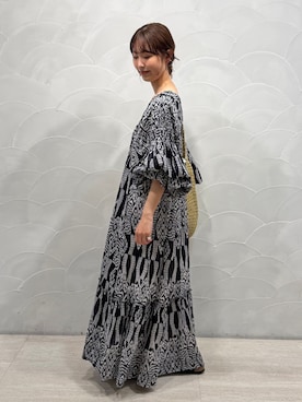 「SLOBE IENA（スローブイエナ）のIndia Ikat ワンピース（ワンピース、ブラック系）」を使った、chihiroさん（レディース・159cm）の夏コーディネート