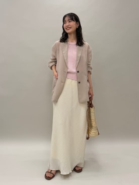 「SLOBE IENA（スローブイエナ）のシアージョーゼットジャケット（その他アウター、ベージュ系）」を使った、chihiroさん（レディース・159cm）の夏コーディネート