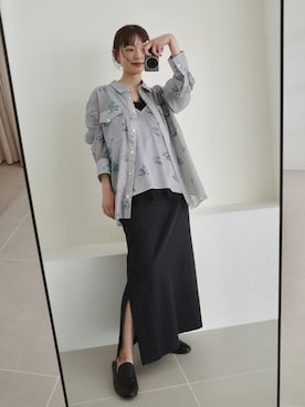 「SLOBE IENA（スローブイエナ）の《追加7》SLOBE ソフトローファー（ローファー、ブラック系）」を使った、chihiroさん（レディース・159cm）の春コーディネート