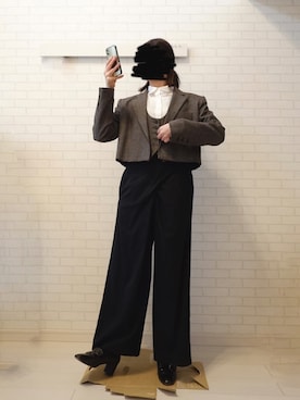 「Y's（ワイズ）のアイテム（パンツ）」を使った、あもーれさん（レディース・163cm）の冬コーディネート