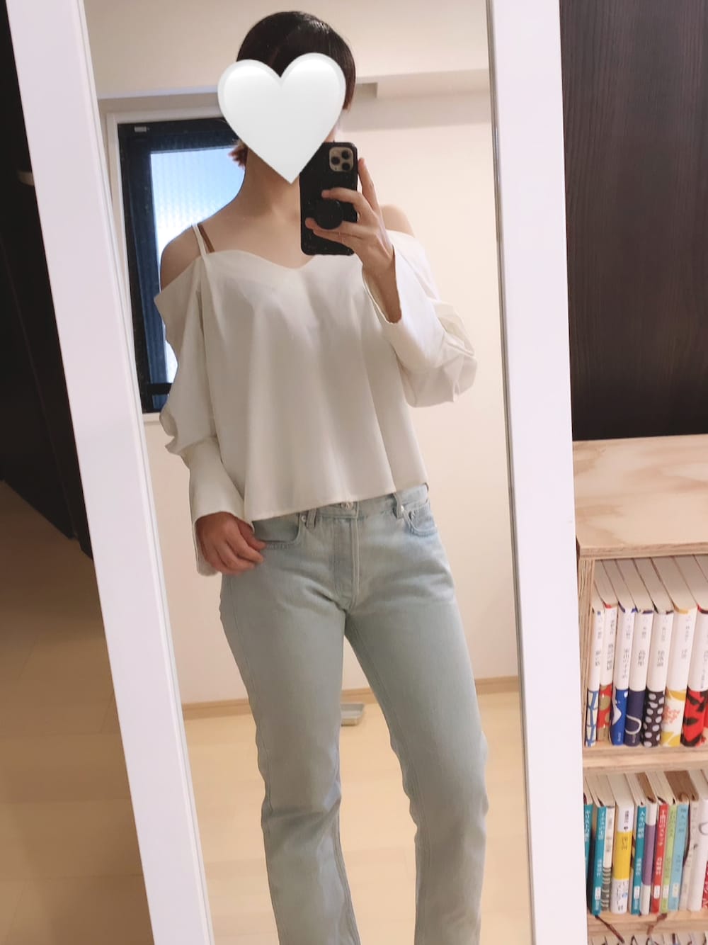 「秋のコーデ、カジュアル、休日スタイル」｜「mameのアイテム（トップス、ホワイト系）」を使った、ゆずちんさん（レディース・167cm）の秋コーディネートの1枚目の写真
