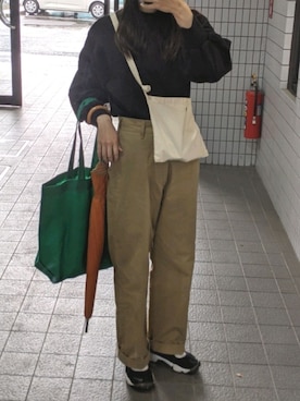 「THE SHINZONE（ザ　シンゾーン）のハイウエストチノパンツ（チノパンツ）」を使った、kさん（レディース・159cm）の秋コーディネート