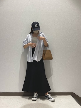 ストライプオーバーシャツLS 262436を使った人気ファッション