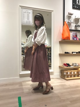 「レトロ」｜「アイテム（ジャンパースカート）」を使った、WA浜松市野店さん（レディース・163cm）の夏コーディネート