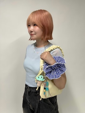 「アイテム（シュシュ）」を使った、さきさん（レディース・153cm）の夏コーディネート