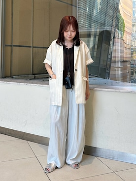 「KBF（ケイビーエフ）のアイテム（ジャケット/アウター）」を使った、さきさん（レディース・153cm）の夏コーディネート