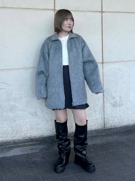 「KBF（ケイビーエフ）のカバーデザインロングブーツ（ブーツ）」を使った、さきさん（レディース・153cm）の秋コーディネート