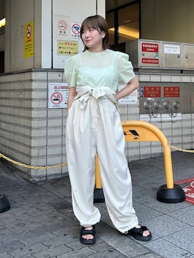 「アイテム（オールインワン・サロペット、ホワイト系）」を使った、さきさん（レディース・153cm）の夏コーディネート