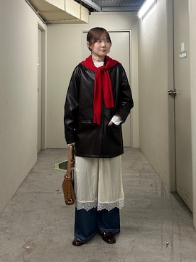 「KBF（ケイビーエフ）のアイテム（ジャケット/アウター）」を使った、さきさん（レディース・153cm）の秋コーディネート