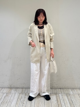 「KBF（ケイビーエフ）のアイテム（その他アウター）」を使った、さきさん（レディース・153cm）の春コーディネート