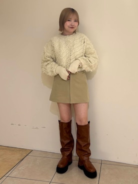 「KBF（ケイビーエフ）のカバーデザインロングブーツ（ブーツ）」を使った、さきさん（レディース・153cm）の秋コーディネート