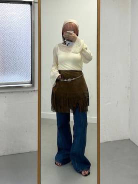 「アイテム（バンダナ/スカーフ）」を使った、さきさん（レディース・153cm）の秋コーディネート