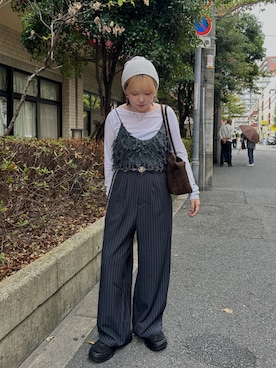 「アイテム（キーホルダー）」を使った、さきさん（レディース・153cm）の秋コーディネート