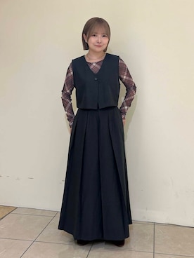 「KBF（ケイビーエフ）のベストセパレートワンピース（ワンピース）」を使った、さきさん（レディース・153cm）の秋コーディネート