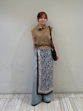 「KBF（ケイビーエフ）のアイテム（ジャケット/アウター）」を使った、さきさん（レディース・153cm）の夏コーディネート