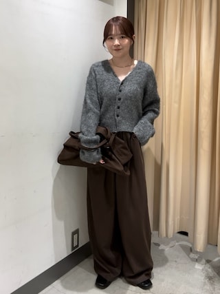 「KBF(ケイビーエフ)のモヘアライククロップドカーディガン(カーディガン/ボレロ)」を使った、さきさん(レディース・153cm)の秋コーディネート