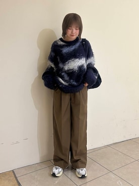 「KBF（ケイビーエフ）のアイテム（スラックス）」を使った、さきさん（レディース・153cm）の冬コーディネート