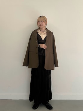 「アイテム（ヘアアクセサリー）」を使った、さきさん（レディース・153cm）の秋コーディネート