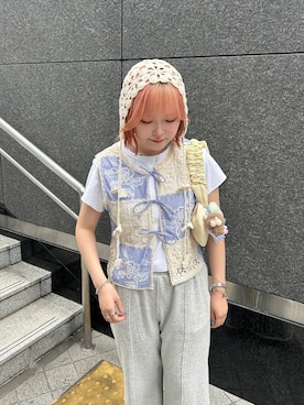 「アイテム（キーホルダー）」を使った、さきさん（レディース・153cm）の夏コーディネート