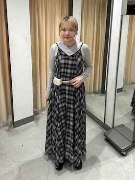 「チェックワンピース」｜さきさん（レディース・153cm）の春コーディネート