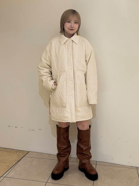 「KBF（ケイビーエフ）のカバーデザインロングブーツ（ブーツ）」を使った、さきさん（レディース・153cm）の秋コーディネート