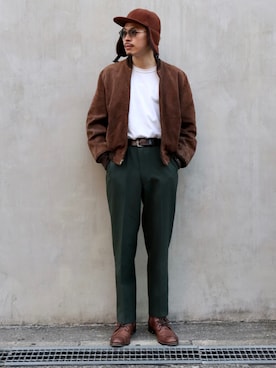 「CABANE de ZUCCa（カバンドズッカ）のアイテム（シューズ）」を使った、KYOTAROさん（メンズ・181cm）の秋コーディネート