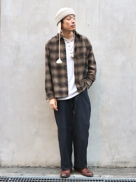 「CABANE de ZUCCa（カバンドズッカ）のアイテム（シューズ）」を使った、KYOTAROさん（メンズ・181cm）の秋コーディネート