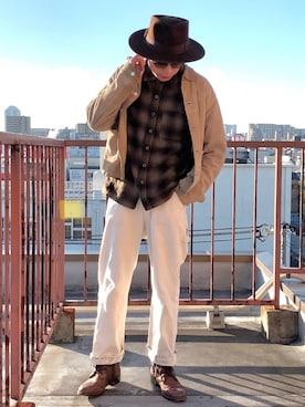 「CABANE de ZUCCa（カバンドズッカ）のアイテム（シューズ）」を使った、KYOTAROさん（メンズ・181cm）の冬コーディネート