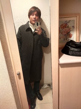 「マルジェラ」｜「アイテム（ステンカラーコート）」を使った、まささん（メンズ・159cm）の秋コーディネート