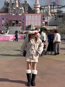 「アイテム（ダッフルコート）」を使った、るんコさん（レディース・159cm）の秋コーディネート