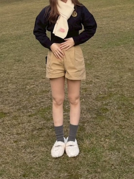 「アイテム（チノパンツ）」を使った、るんコさん（レディース・159cm）の秋コーディネート