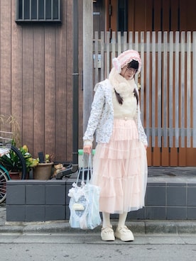 「アイテム（イヤーマフ）」を使った、meriさん（レディース・168cm）の冬コーディネート