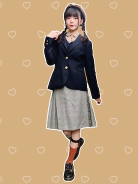 「アイテム（ハンチング/ベレー帽）」を使った、meriさん（レディース・168cm）の秋コーディネート