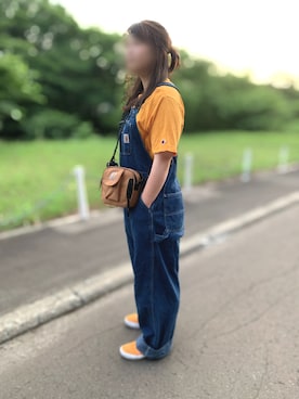 「ぽっちゃり」｜「アイテム（サロペット/オーバーオール）」を使った、yuipiiiii🐻さん（レディース・163cm）の夏コーディネート