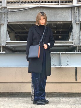 「tk.TAKEO KIKUCHI」｜「アイテム（チェスターコート）」を使った、mizukiさん（レディース・162cm）の秋コーディネート