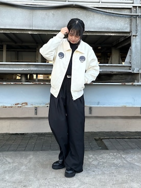 「tk.TAKEO KIKUCHI（ティーケータケオキクチ）のアイテム（ブルゾン）」を使った、mizukiさん（レディース・163cm）の秋コーディネート