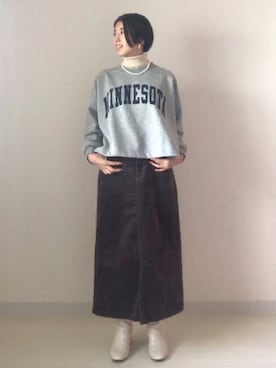 「リブタートルネック」｜「アイテム（アクセサリー）」を使った、HIKARI  HAGAさん（レディース・159cm）の秋コーディネート