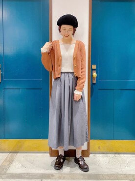 「スタッフセンバツ」｜「アイテム（ハンチング/ベレー帽）」を使った、うーさん ☁︎ 。さん（レディース・166cm）の秋コーディネート