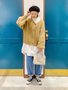 「カオリノモリ」｜「アイテム（ハンチング/ベレー帽）」を使った、うーさん ☁︎ 。さん（レディース・166cm）の冬コーディネート