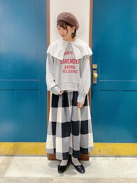 「カオリノモリ」｜「アイテム（ハンチング/ベレー帽）」を使った、うーさん ☁︎ 。さん（レディース・166cm）の冬コーディネート