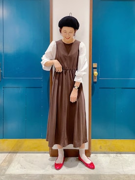 「ORiental TRaffic(ORiental TRaffic)」｜「アイテム（ハンチング/ベレー帽）」を使った、うーさん ☁︎ 。さん（レディース・166cm）の秋コーディネート