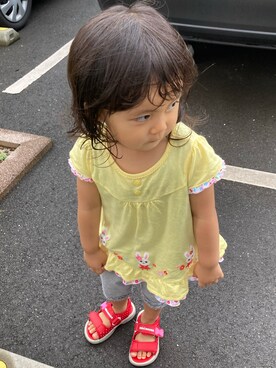 「MIKI HOUSE（ミキハウス）のアイテム（サンダル）」を使った、sarihiさん（キッズ・90cm）の夏コーディネート