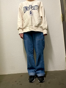 「DISCOAT（ディスコート）のアイテム（サロペット/オーバーオール）」を使った、yuzuさん（レディース・154cm）の冬コーディネート
