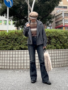 「アイテム（キャスケット）」を使った、gee さん（レディース・161cm）の冬コーディネート