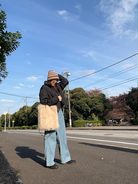 「アイテム（トートバッグ）」を使った、gee さん（レディース・161cm）の秋コーディネート