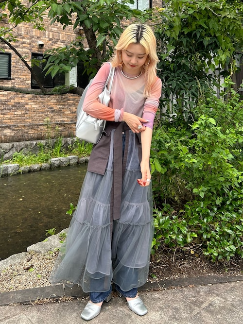 MAISON SPECIAL オレンジ青グラデーション長袖トップス