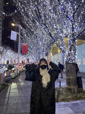 「UNIVERSAL OVERALL（ユニバーサルオーバーオール）のアイテム（ノーカラージャケット）」を使った、Niさん（レディース・154cm）の冬コーディネート