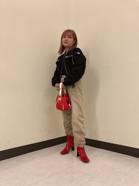 「DIESEL」｜「アイテム（ブルゾン）」を使った、fuyukoさん（レディース・152cm）の冬コーディネート