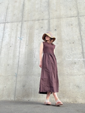 「アイテム（帽子）」を使った、Rieさん（レディース・168cm・50代）の夏コーディネート